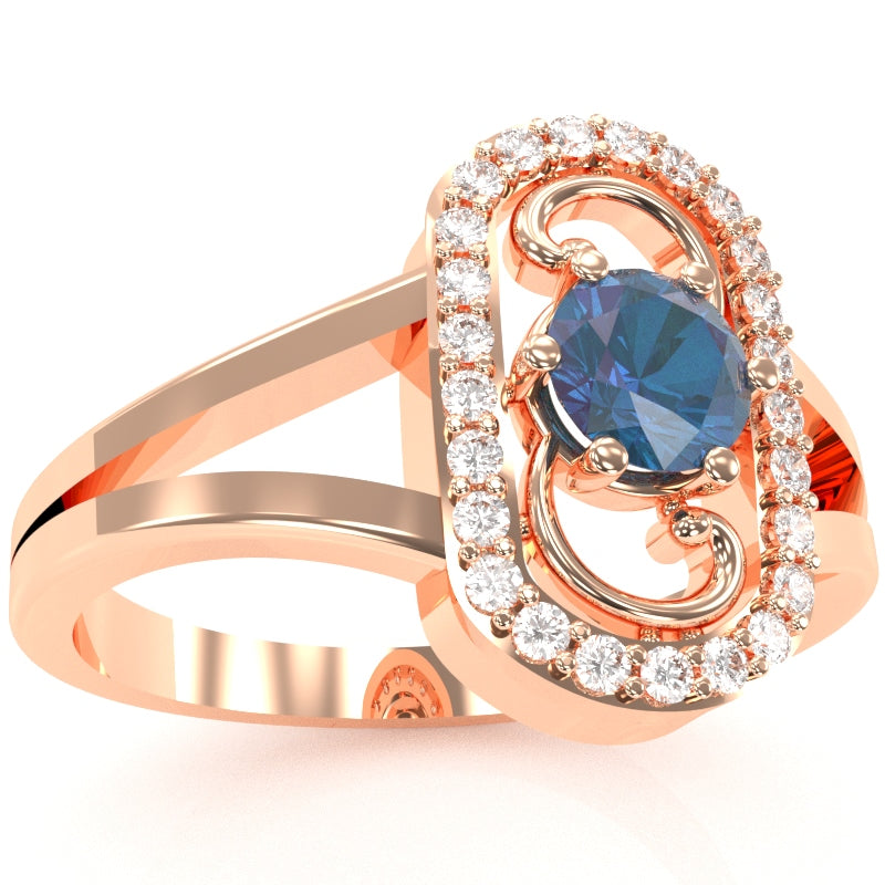 Split Band Lab-Created Alexandrite Diamond Cocktail Ring In 14k Rose Gold