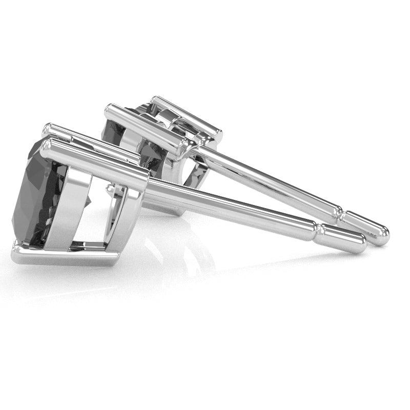 Black Onyx 6mm Heart Stud Earrings in 10k White Gold