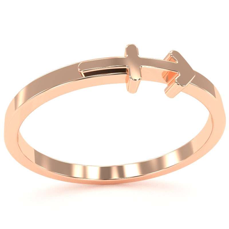 Sagittarius Zodiac Sign Ring In Solid 14k Rose Gold