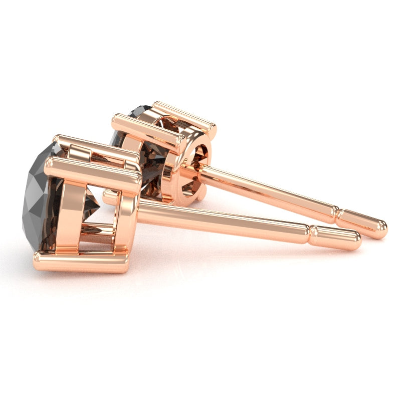 Black Onyx 6mm Round Stud Earrings in 10k Rose Gold
