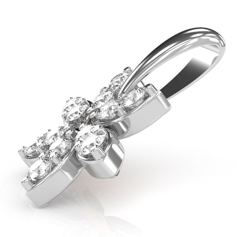 Diamond Encrusted Flower Pendant In 14k White Gold