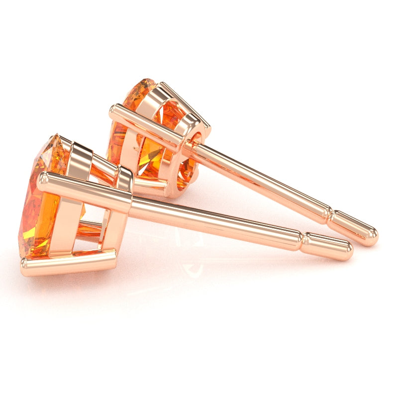 Citrine 8x6mm Oval Stud Earrings in 10k Rose Gold