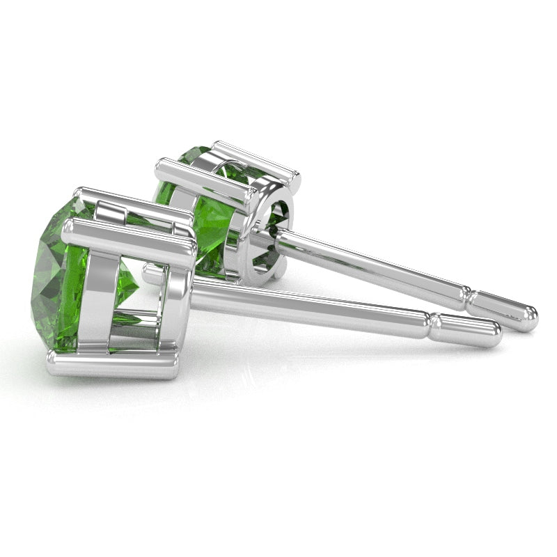 Peridot 6mm Round Stud Earrings in 10k White Gold