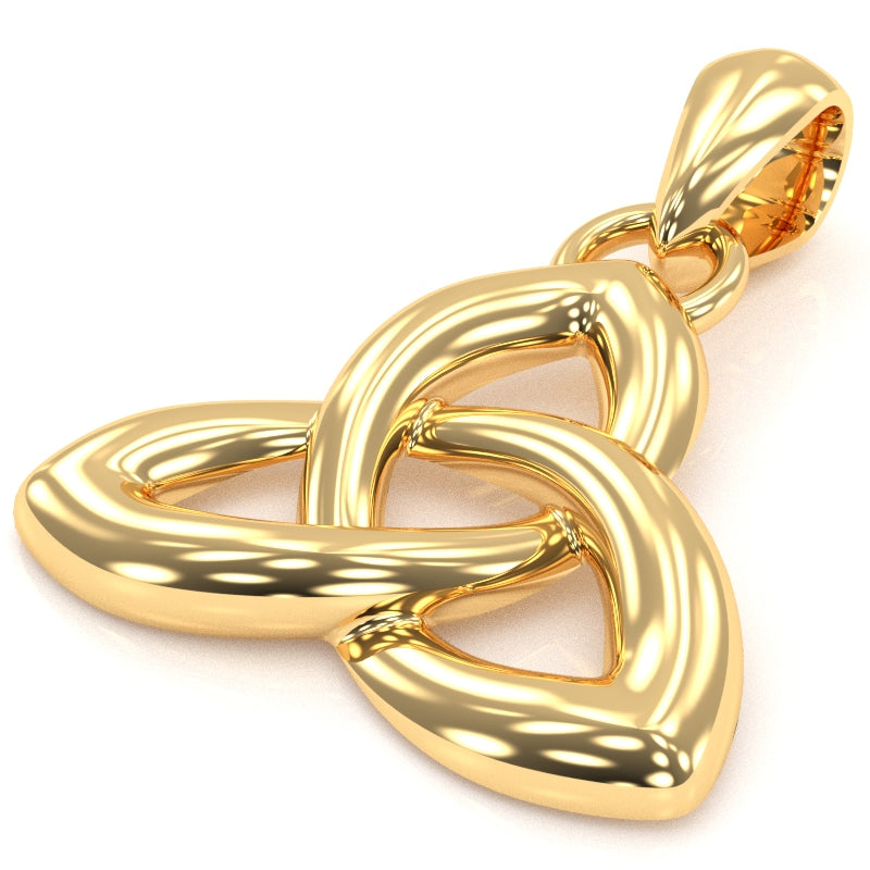 Celtic Trinity Knot Pendant In Solid 14k Yellow Gold