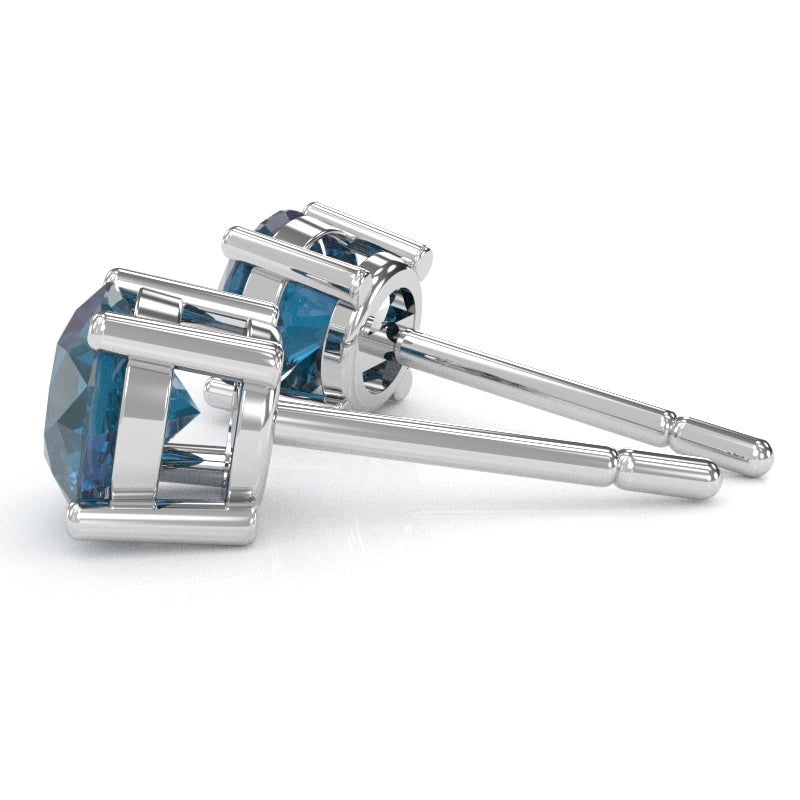 Lab-Created Alexandrite 5mm Round Stud Earrings in 10k White Gold