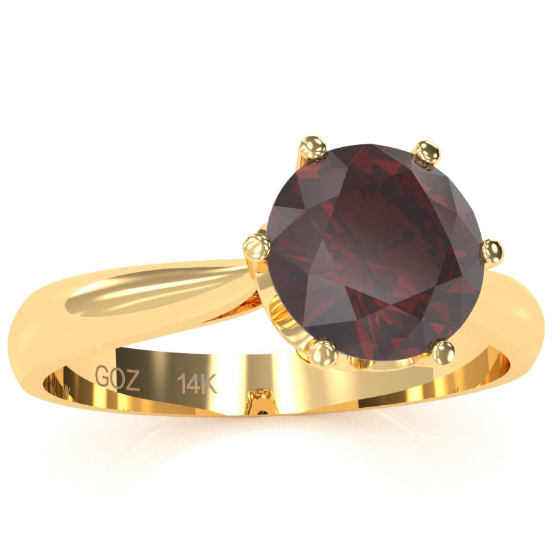 Crown Setting Garnet Engagement Ring In 14k Yellow Gold
