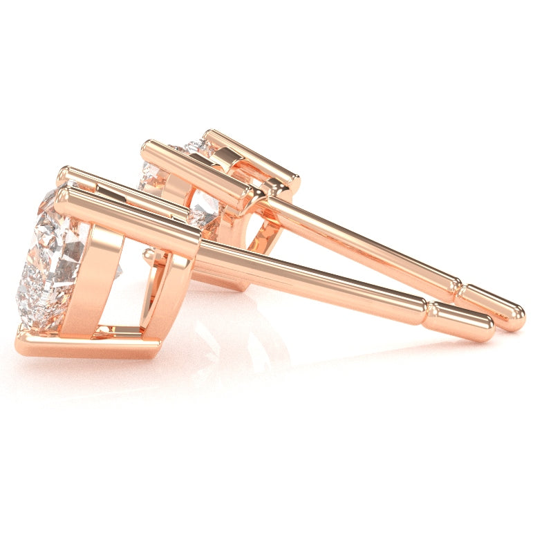 White Topaz 5mm Heart Stud Earrings in 10k Rose Gold