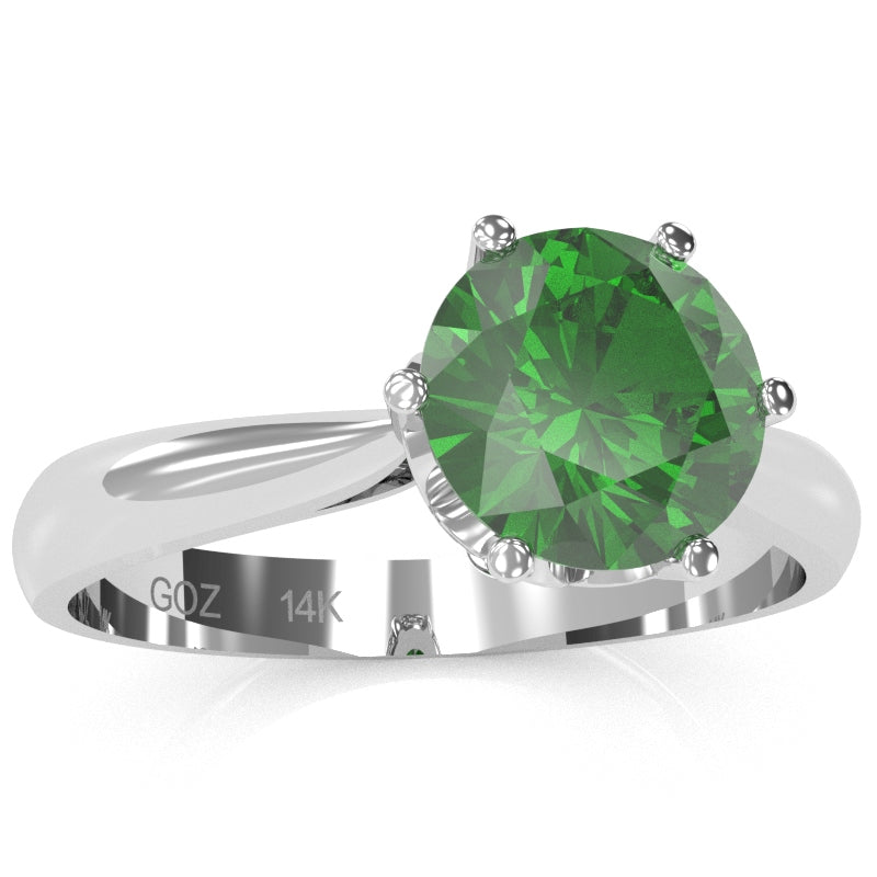 Crown Setting Lab-Created Emerald Engagement Ring In 14k White Gold