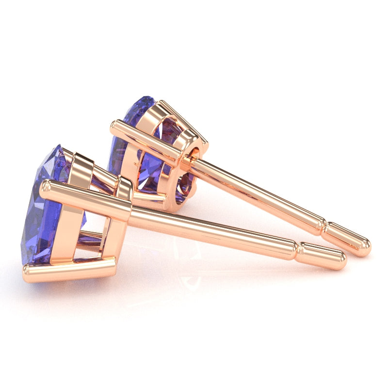 Tanzanite 8x6mm Oval Stud Earrings in 10k Rose Gold