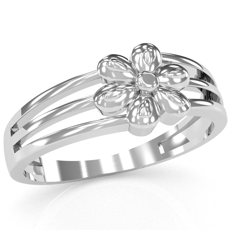Designer Top Flower Friendship Ring In Solid 14k White Gold