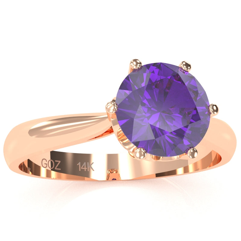 Crown Setting Amethyst Engagement Ring In 14k Rose Gold
