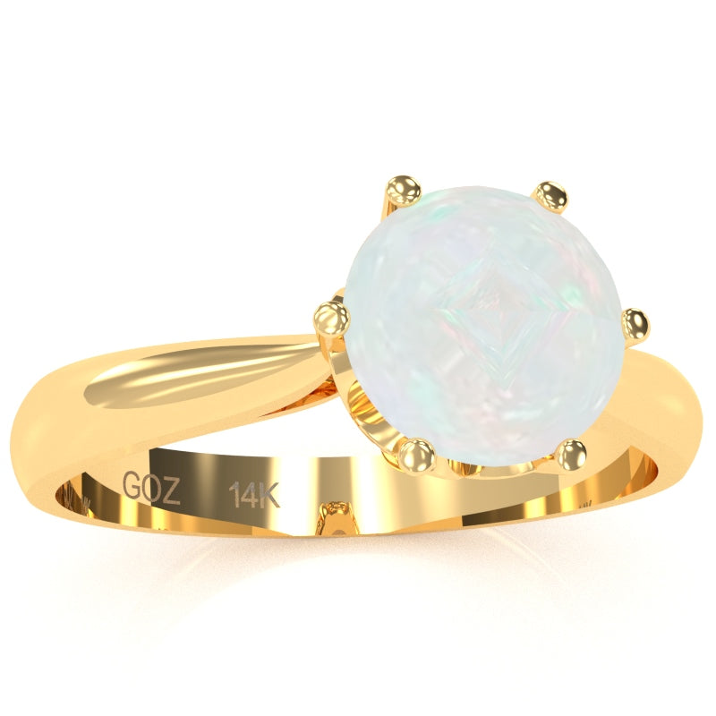 Crown Setting Opal Engagement Ring In 14k Yellow Gold