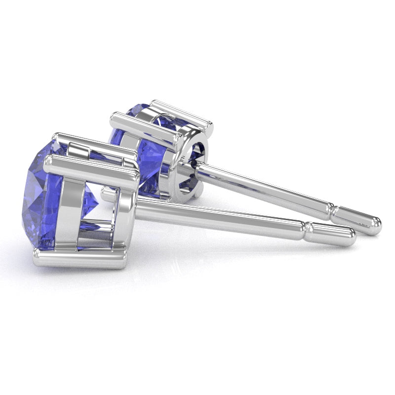 Tanzanite 5mm Round Stud Earrings in 10k White Gold