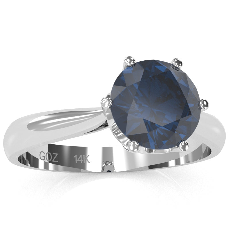 Crown Setting Lab-Created Sapphire Engagement Ring In 14k White Gold