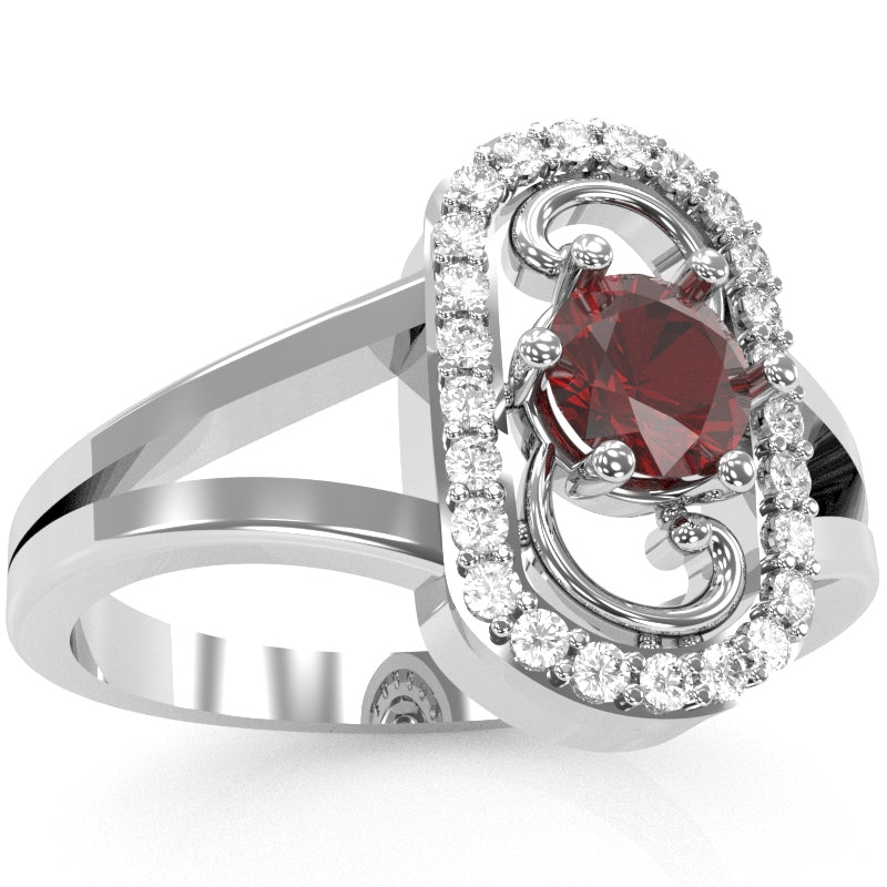 Split Band Lab-Created Ruby Diamond Cocktail Ring In 14k White Gold