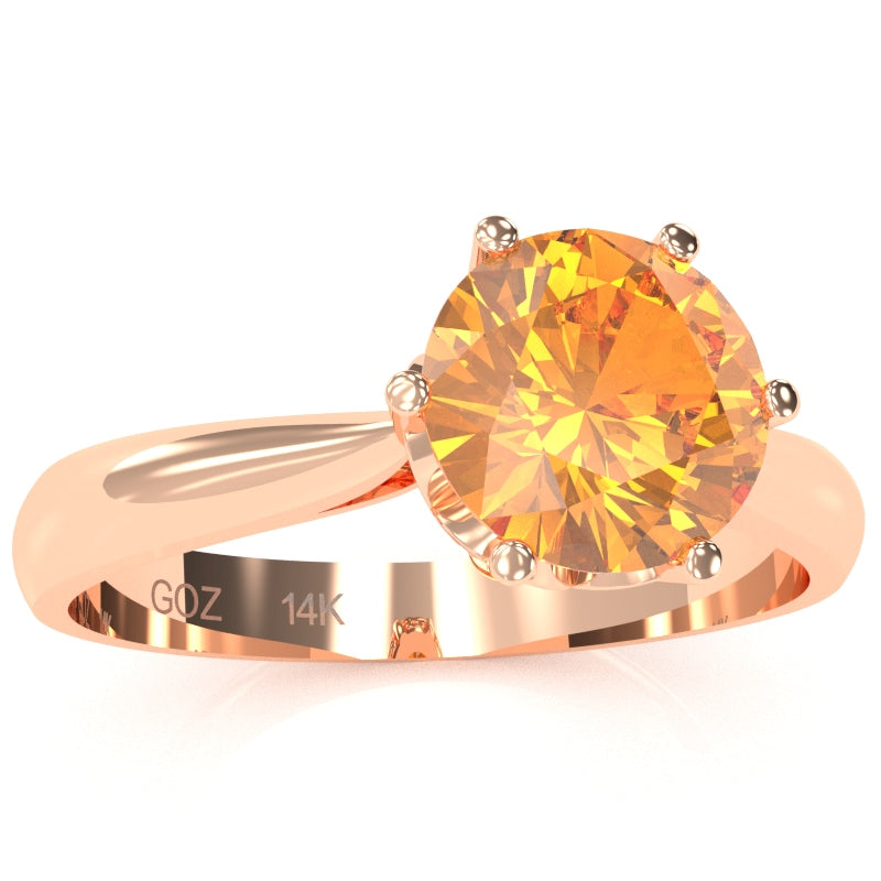 Crown Setting Citrine Engagement Ring In 14k Rose Gold