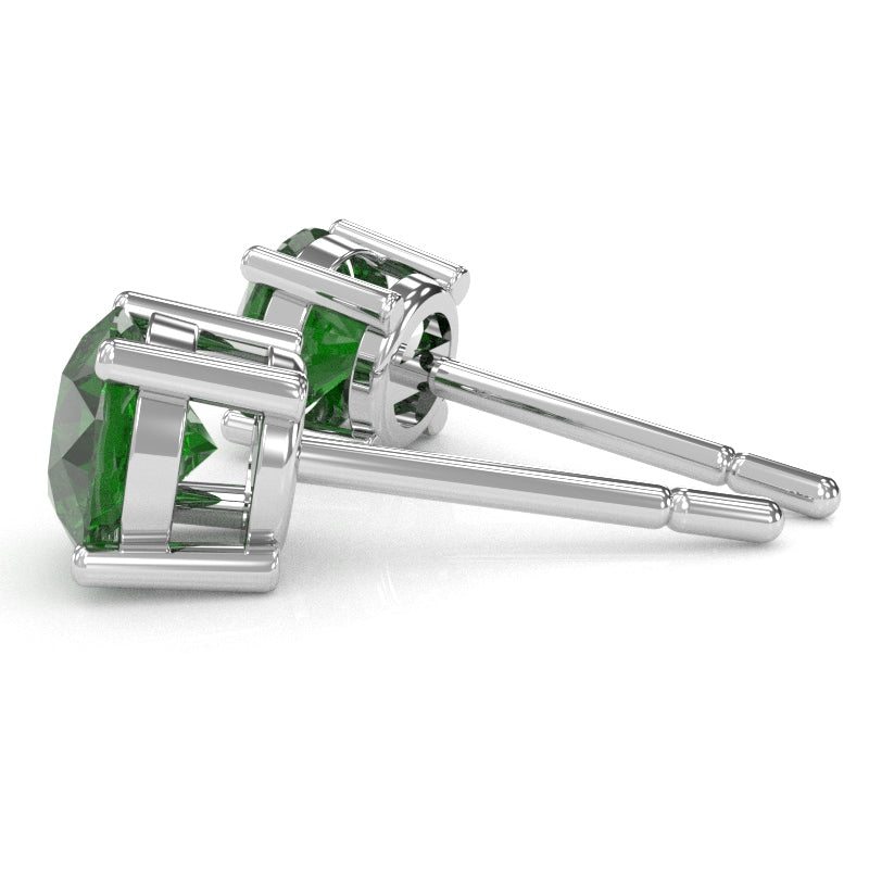 Lab-Created Emerald 5mm Round Stud Earrings in 10k White Gold