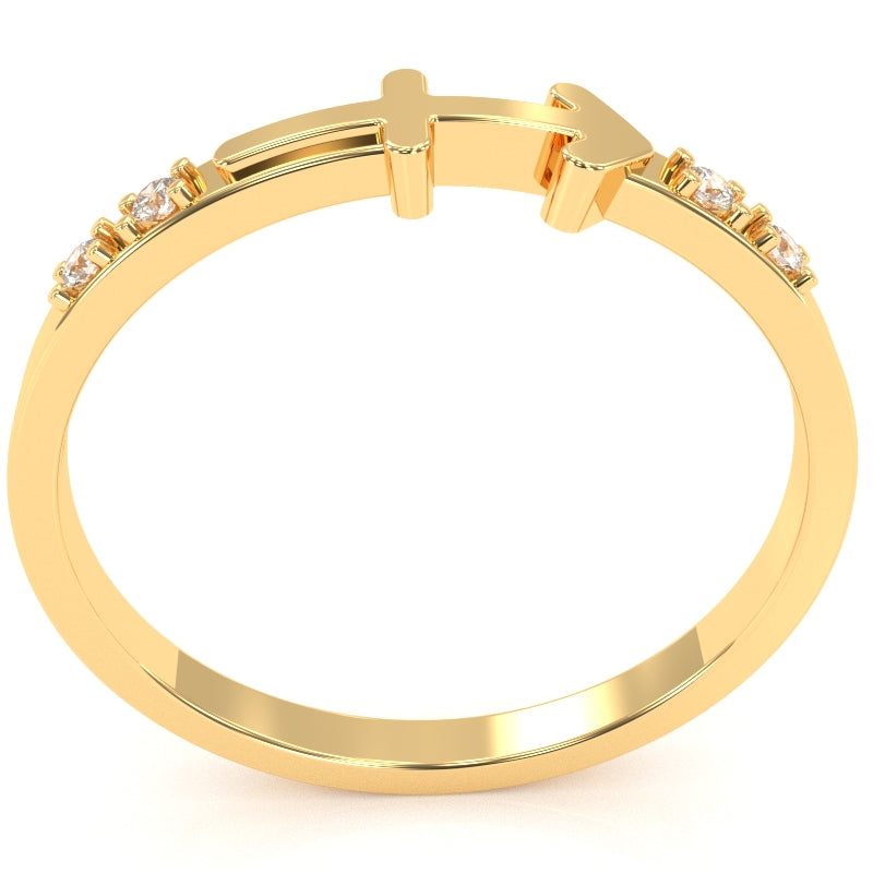 Sagittarius Zodiac Sign Diamond Ring In Solid 10k Yellow Gold