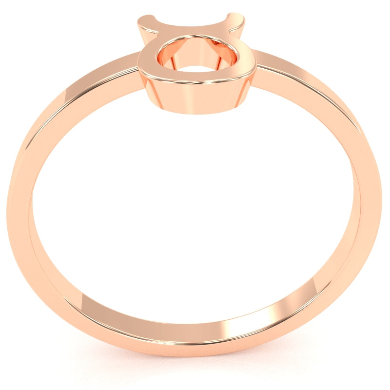 Taurus Zodiac Sign Ring In Solid 10k Rose Gold