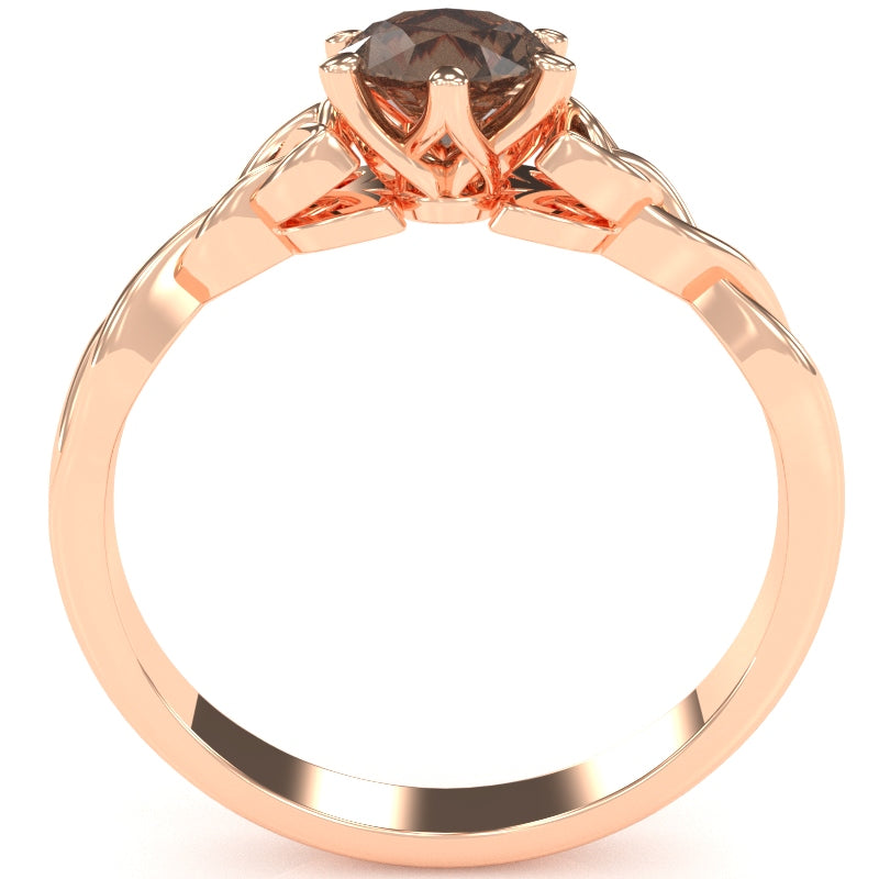 Celtic Trinity Knot Smoky Quartz Engagement Ring In 14k Rose Gold