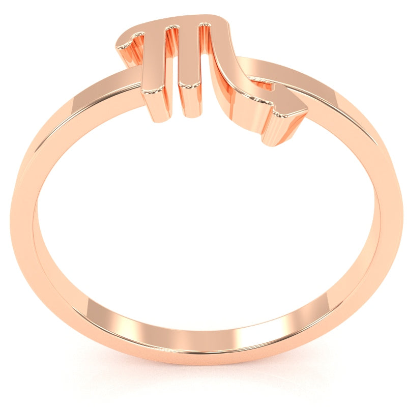 Scorpio Zodiac Sign Ring In Solid 14k Rose Gold