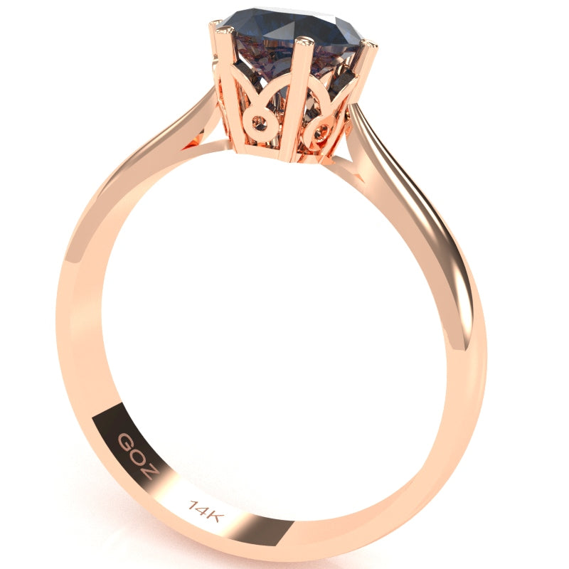Crown Setting Lab-Created Sapphire Engagement Ring In 14k Rose Gold