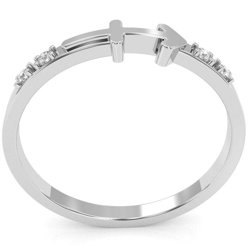 Sagittarius Zodiac Sign Diamond Ring In Solid 14k White Gold