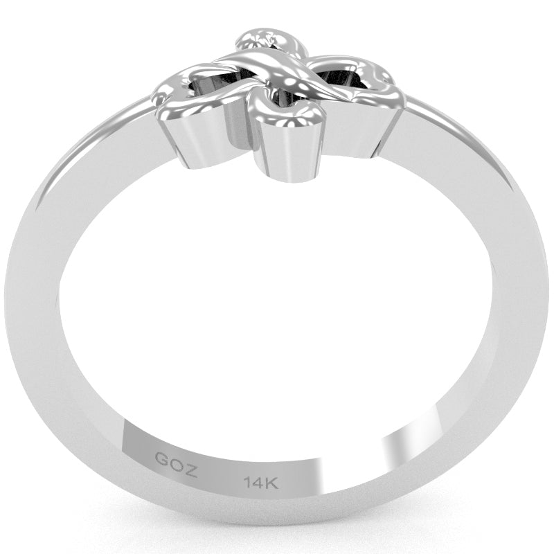 Infinity Loop 2 Hearts Love Ring In Solid 14k White Gold