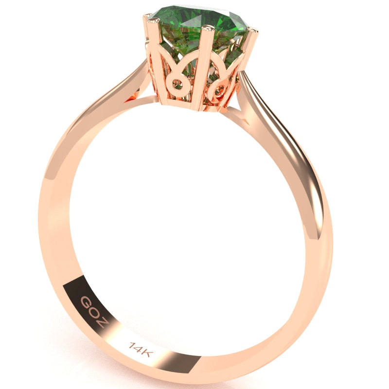 Crown Setting Lab-Created Emerald Engagement Ring In 14k Rose Gold