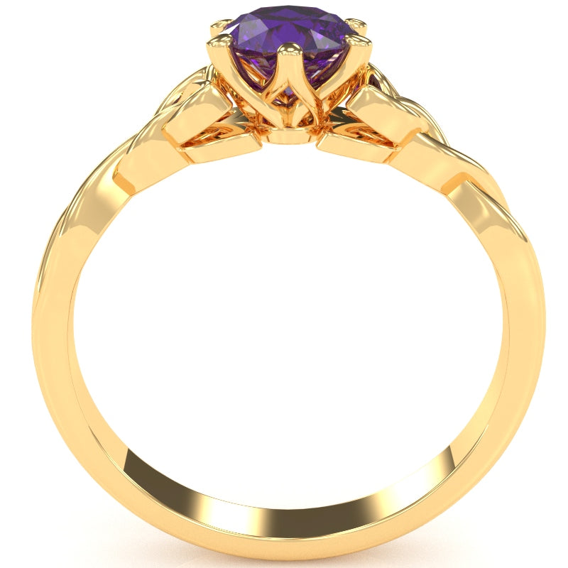 Celtic Trinity Knot Amethyst Engagement Ring In 14k Yellow Gold