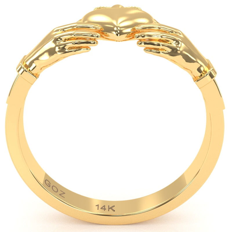 Classic Claddagh Ring Crafted In Solid 14k Yellow Gold