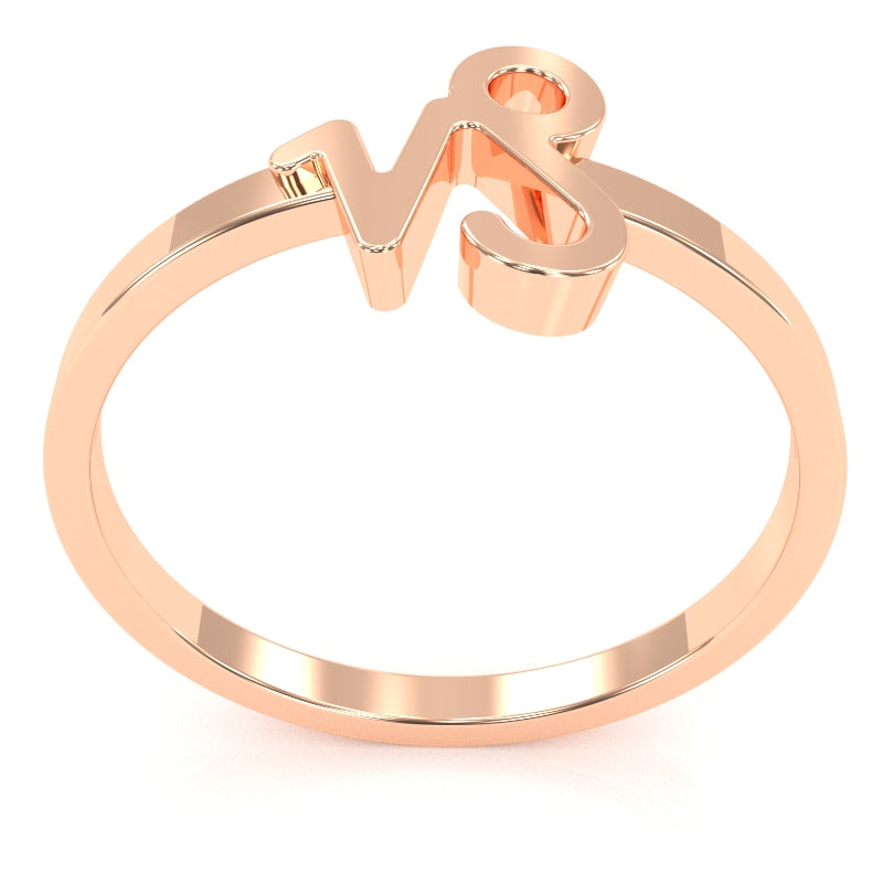 Capricorn Zodiac Sign Ring In Solid 10k Rose Gold