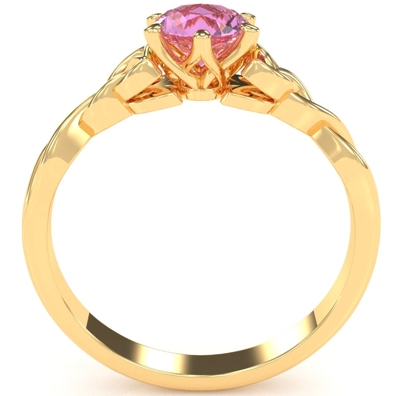 Celtic Trinity Knot Lab-Created Pink Sapphire Engagement Ring In 14k Yellow Gold