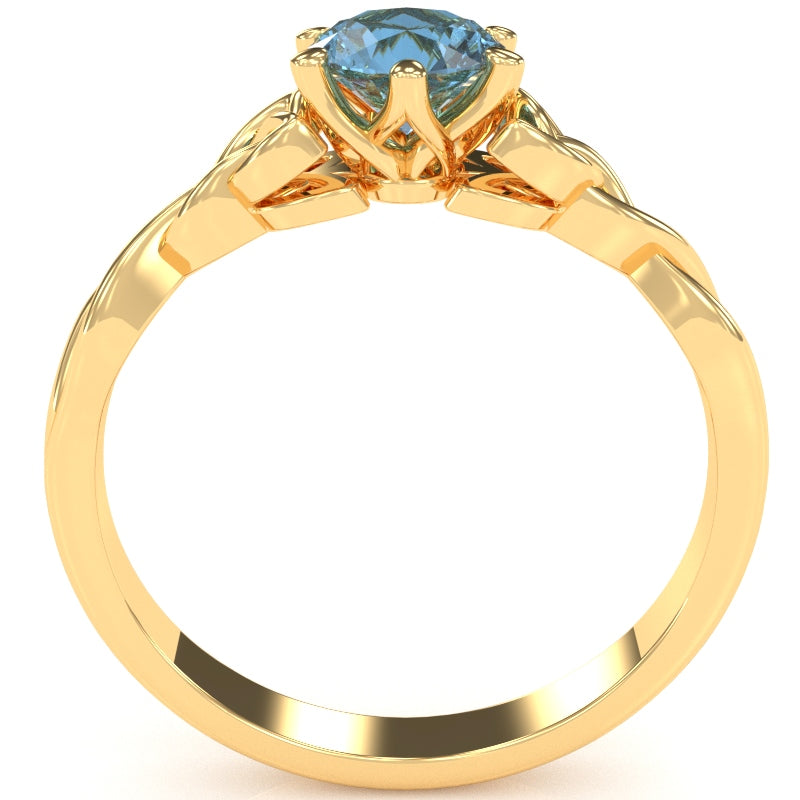 Celtic Trinity Knot Blue Topaz Engagement Ring In 14k Yellow Gold