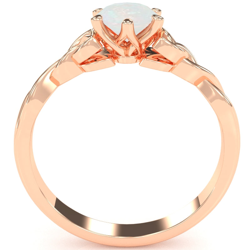 Celtic Trinity Knot Opal Engagement Ring In 14k Rose Gold
