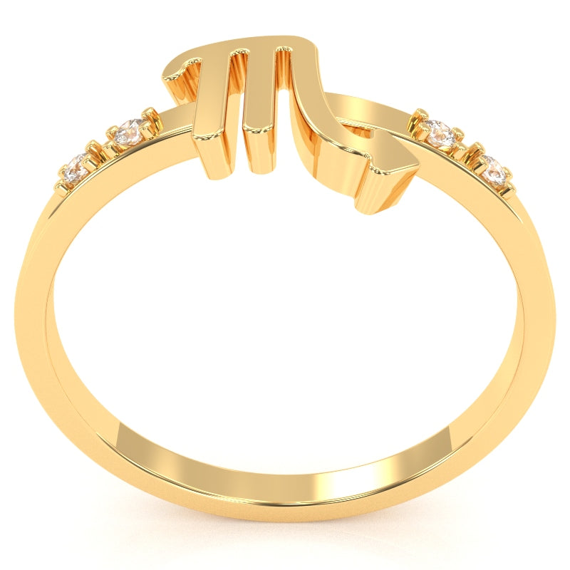 Scorpio Zodiac Sign Diamond Ring In Solid 10k Yellow Gold