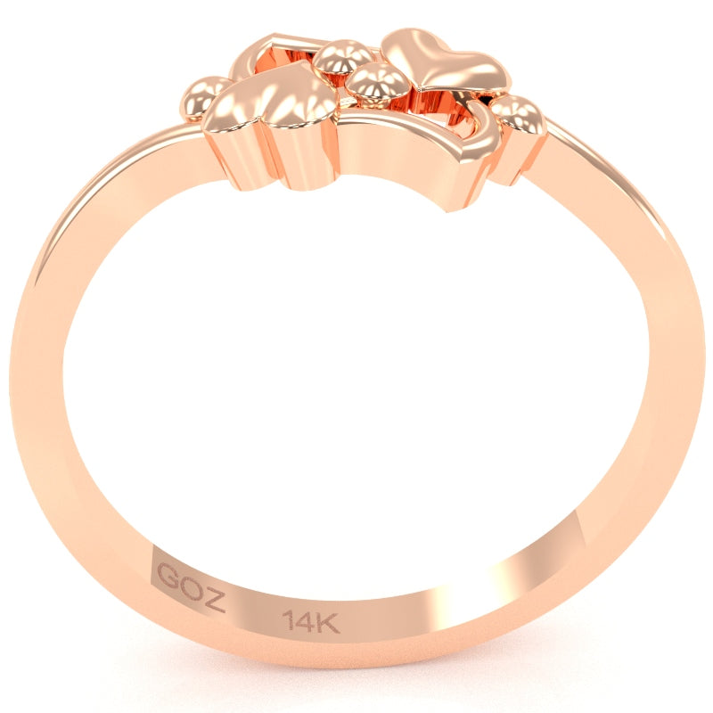 Dancing Hearts Designer Love Ring In Solid 14k Rose Gold