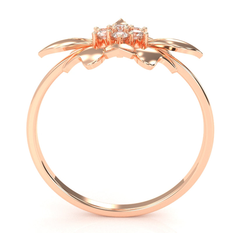 Classy Diamond Encrusted Cocktail Ring In 14k Rose Gold
