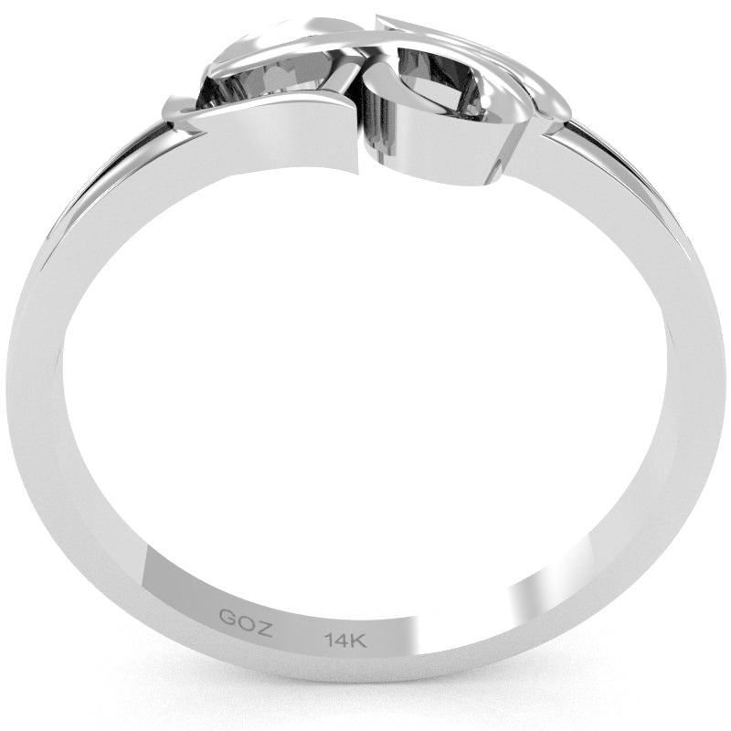 Split Shank Infinity Loop 2 Hearts Love Ring In Solid 14k White Gold