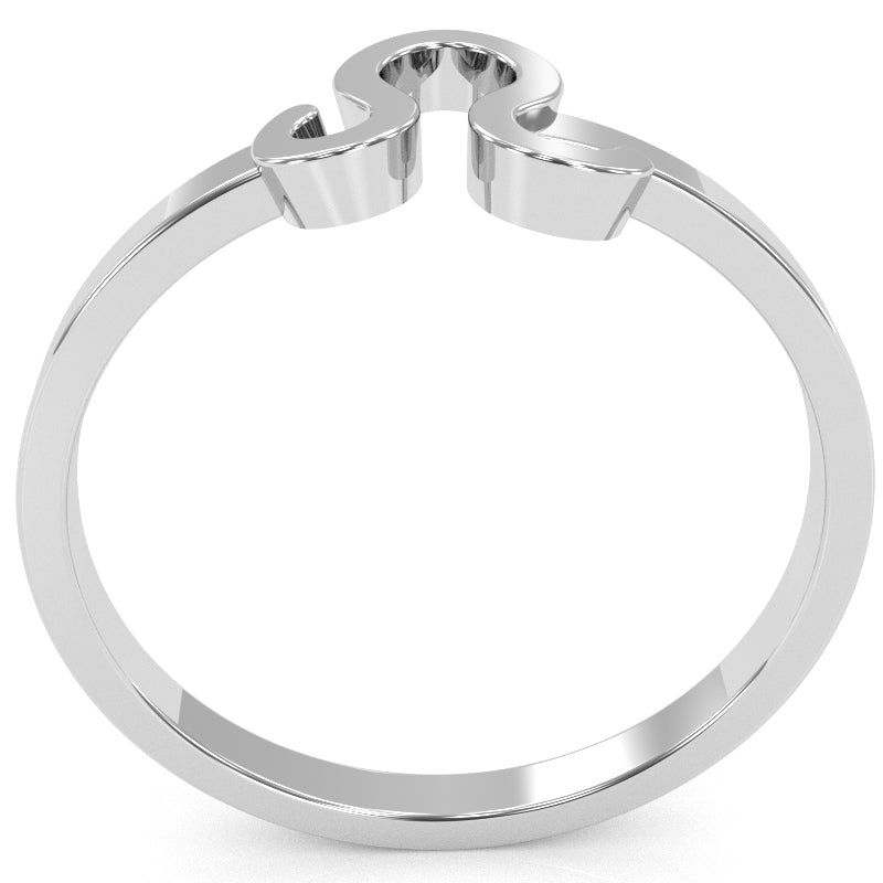 Leo Zodiac Sign Ring In Solid 14k White Gold