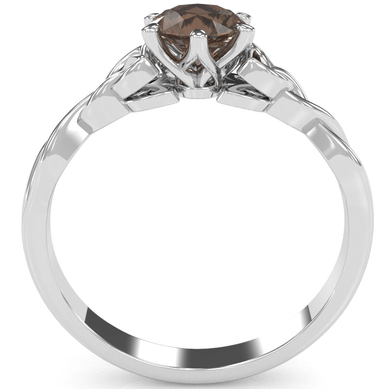 Celtic Trinity Knot Smoky Quartz Engagement Ring In 14k White Gold