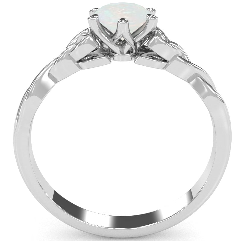 Celtic Trinity Knot Opal Engagement Ring In 14k White Gold