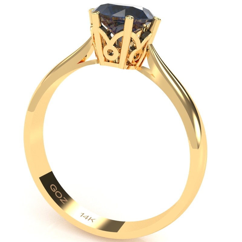 Crown Setting Lab-Created Sapphire Engagement Ring In 14k Yellow Gold