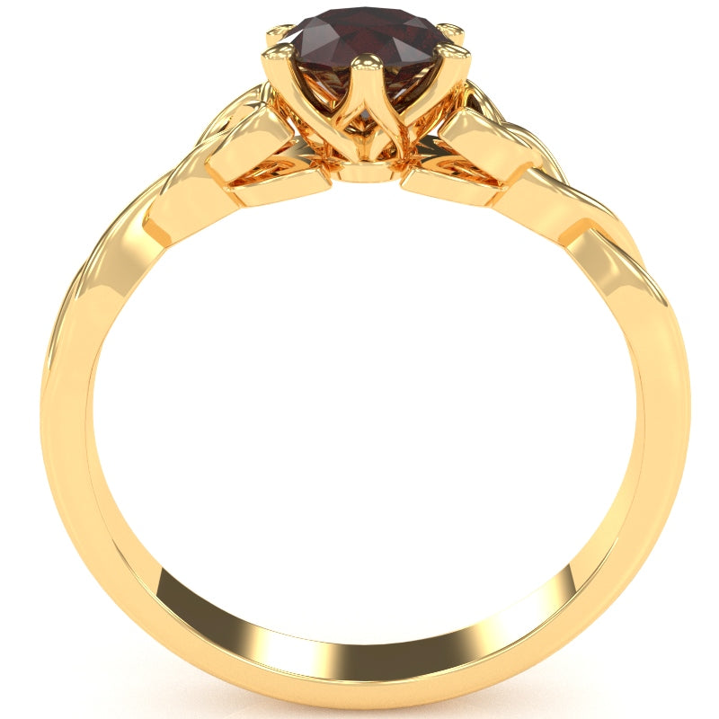 Celtic Trinity Knot Garnet Engagement Ring In 14k Yellow Gold