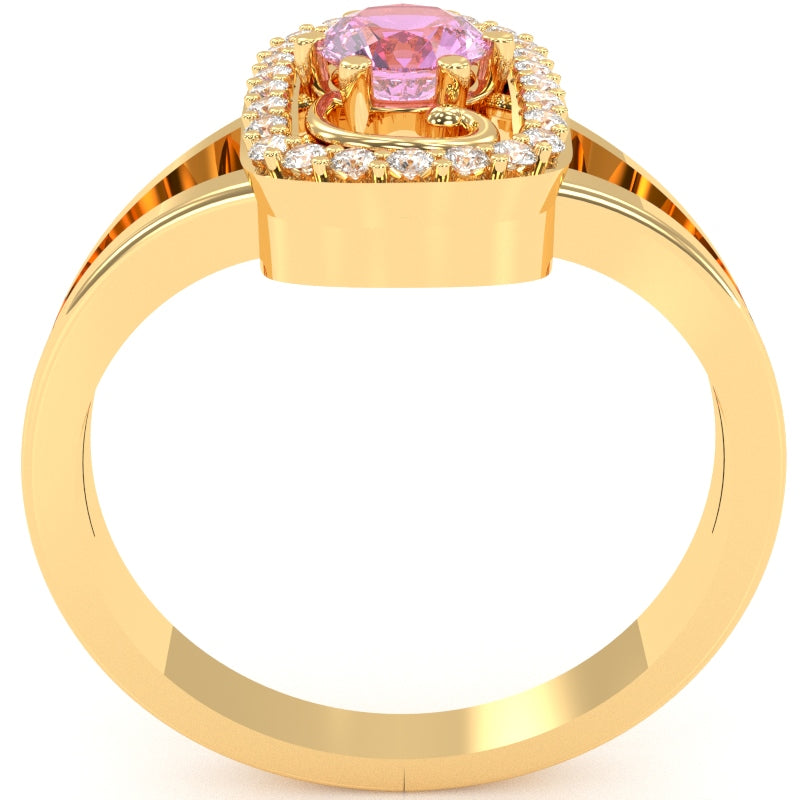 Split Band Lab-Created Pink Sapphire Diamond Cocktail Ring In 14k Yellow Gold