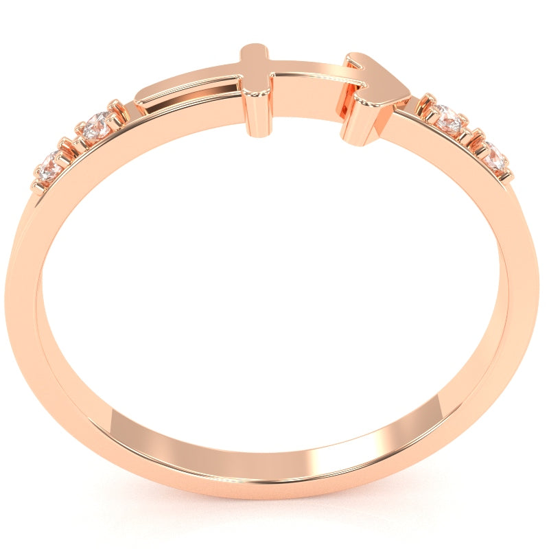 Sagittarius Zodiac Sign Diamond Ring In Solid 14k Rose Gold