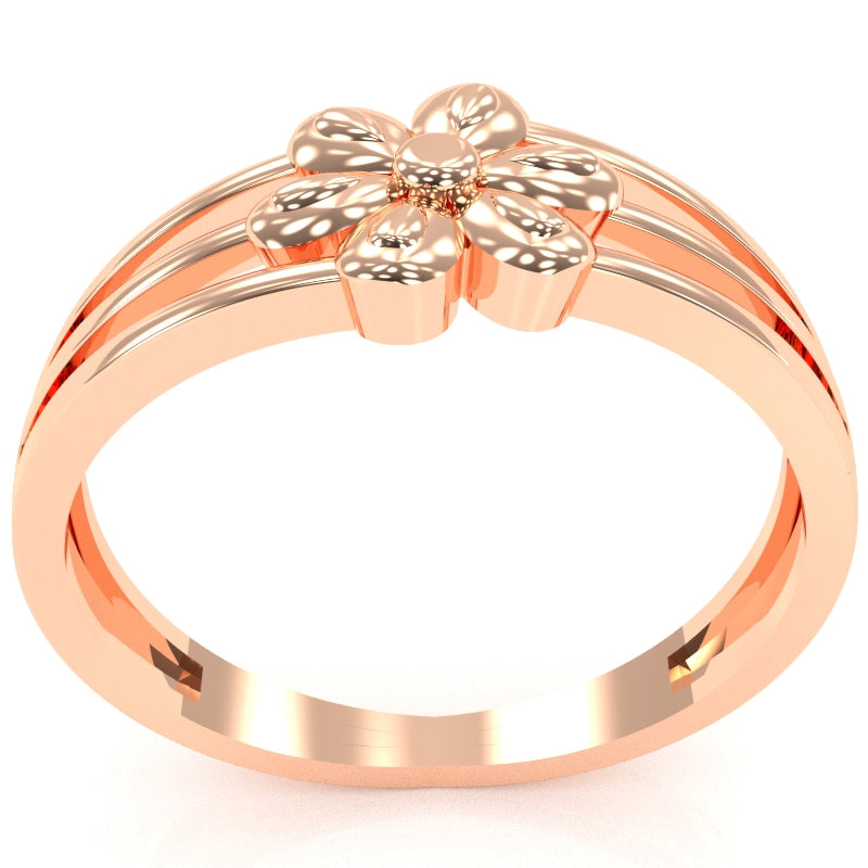 Designer Top Flower Friendship Ring In Solid 14k Rose Gold