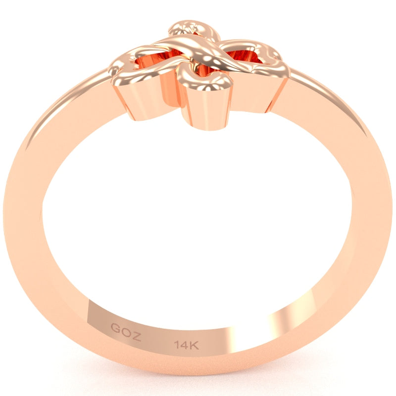 Infinity Loop 2 Hearts Love Ring In Solid 14k Rose Gold