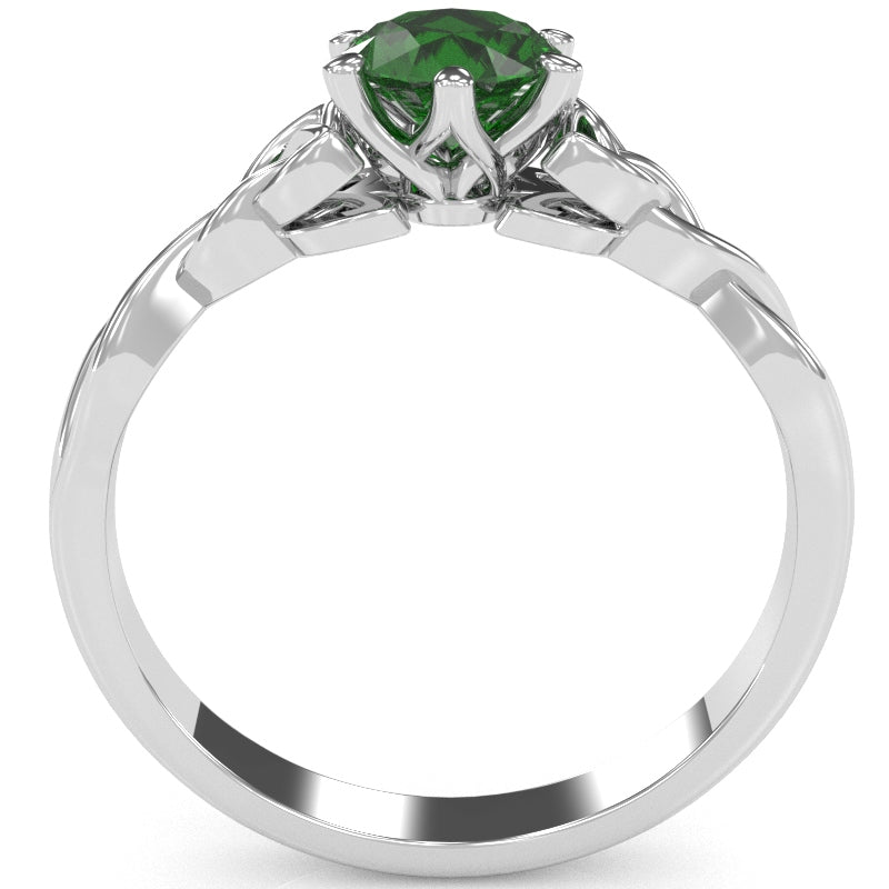 Celtic Trinity Knot Lab-Created Emerald Engagement Ring In 14k White Gold