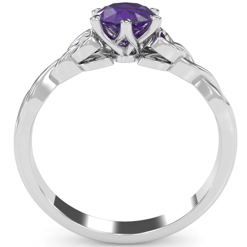 Celtic Trinity Knot Amethyst Engagement Ring In 14k White Gold